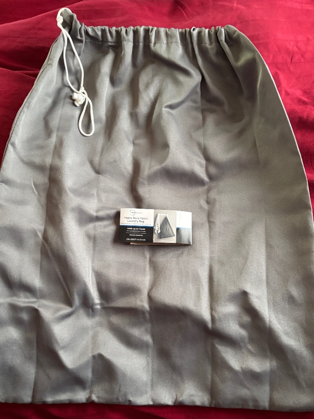 Heavy-Duty Fabric Laundry Bag with Drawstring - Gray